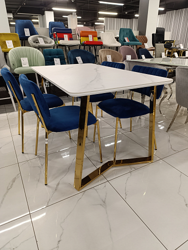 Керамический стол Селена 1 140х80 черный мрамор / золото из шоурума 1